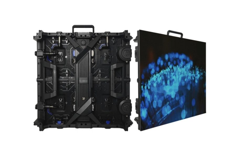 XR Stage Series LED panel, rear view and front with content