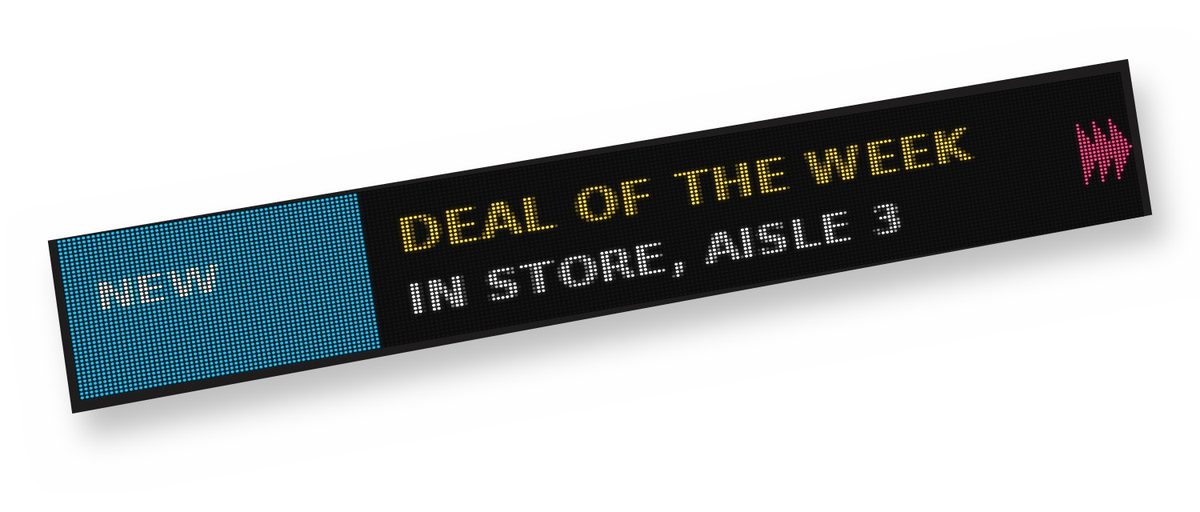 LED shelf-edge strip showing this week's offer